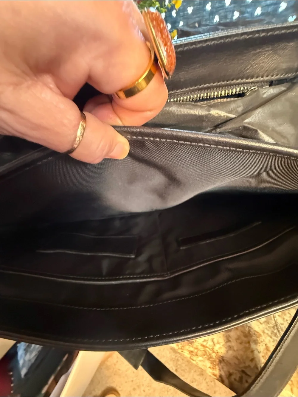 Coach Black Leather Messenger Bag with Buckle Straps